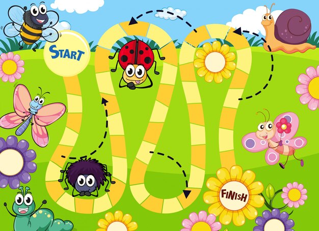 Plantilla de juego de mesa de insectos divertido