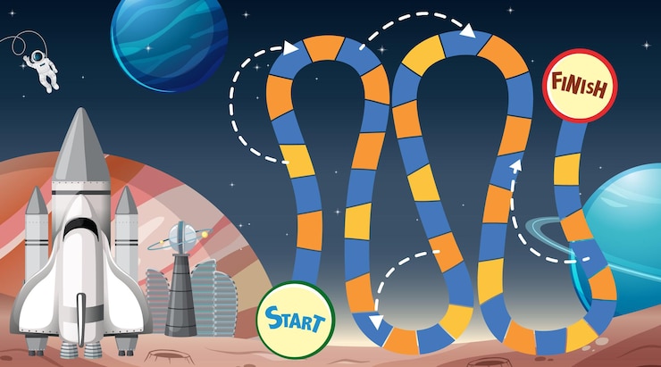 Vector gratuito plantilla de juego de mesa con tema espacial