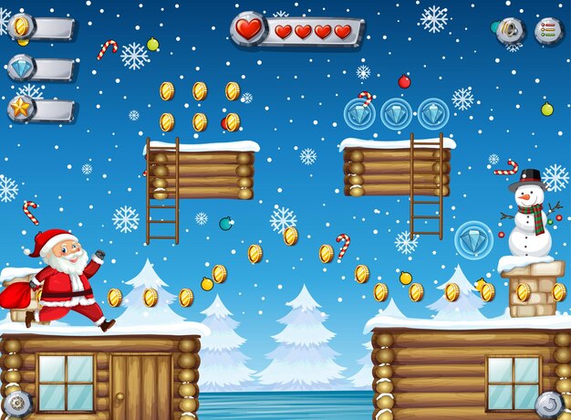 Una plantilla de juego nevando fondo