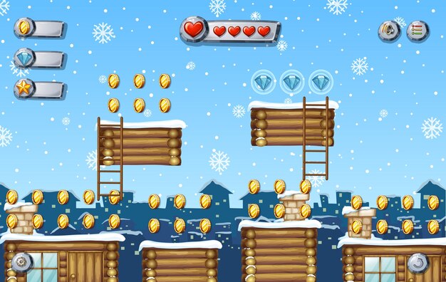 Una plantilla de juego nevando fondo