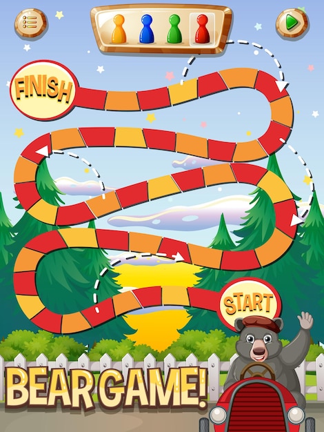 Vector gratuito una plantilla de juego de oso de escalera de serpiente