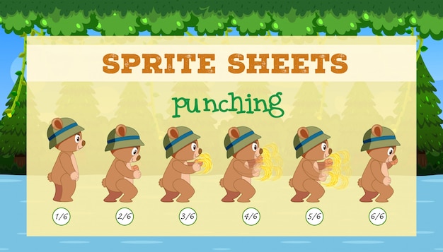 Una plantilla de juego de perforación de hojas de sprites.