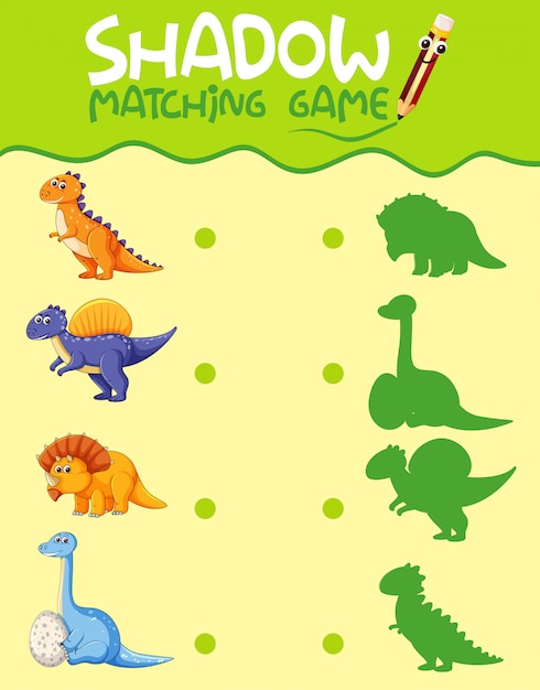 Plantilla de juego de sombra de juego de dinosaurios