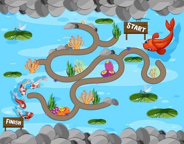 Una plantilla de juegos de laberinto koi