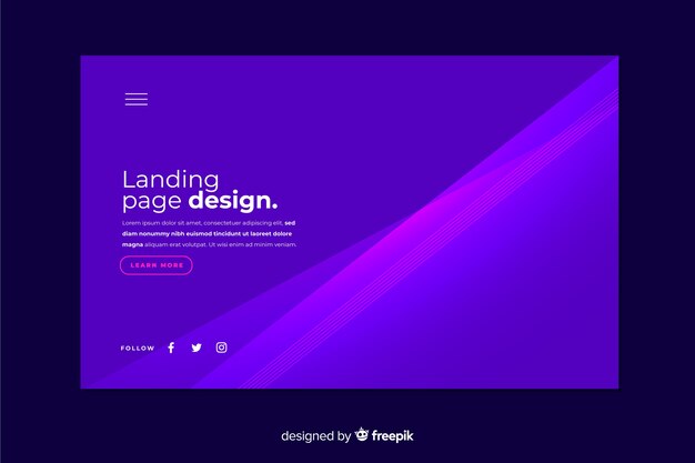 Plantilla de landing page abstracta con degradado