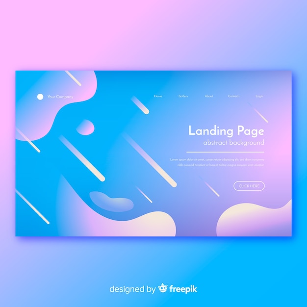 Plantilla de landing page abstracta con degradado