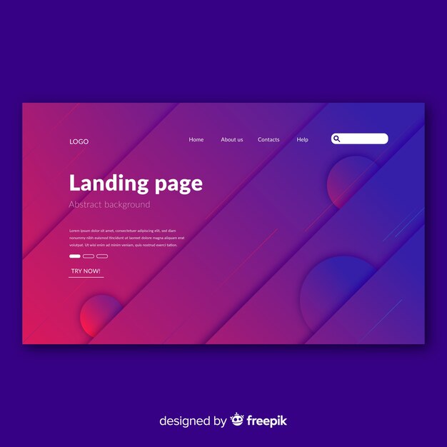 Plantilla de landing page abstracta con degradado