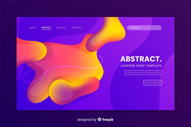 Plantilla de landing page abstracta con degradado