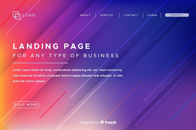 Plantilla de landing page abstracta con degradado
