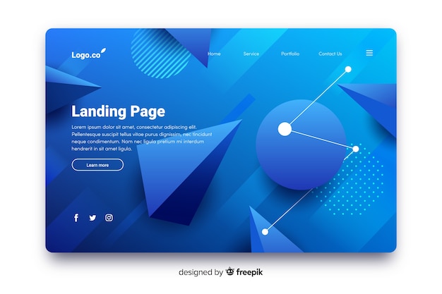 Vector gratuito plantilla de landing page abstracta con degradado