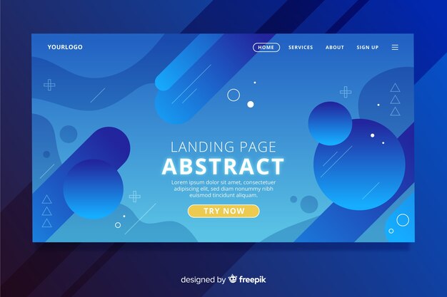 Plantilla de landing page abstracta con degradado