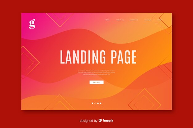 Plantilla de landing page abstracta con degradado