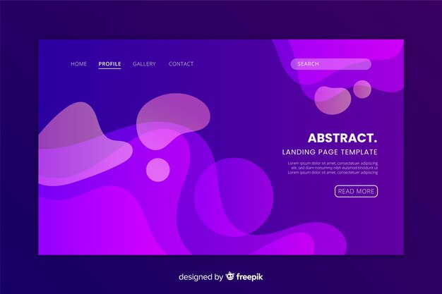Plantilla de landing page abstracta con degradado