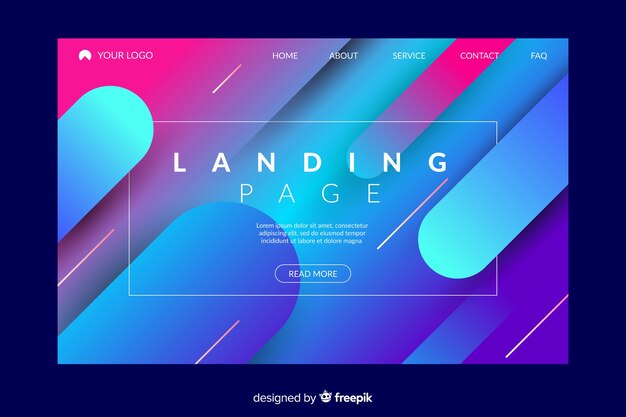 Plantilla de landing page abstracta con degradado