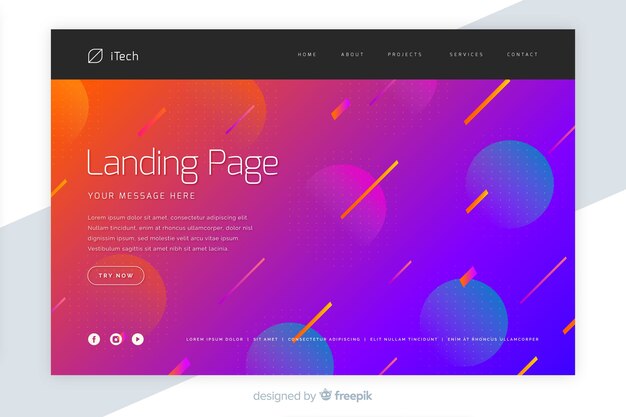 Plantilla de landing page abstracta con degradado