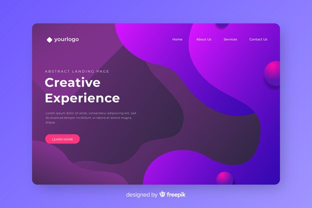 Plantilla de landing page abstracta con degradado
