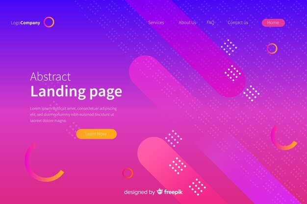 Plantilla de landing page abstracta con degradado