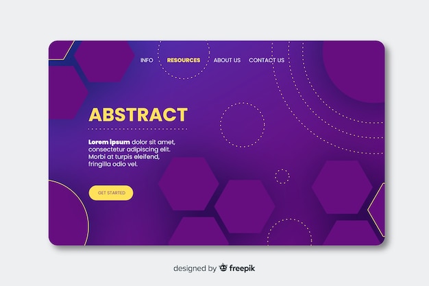 Plantilla de landing page abstracta con formas geométricas