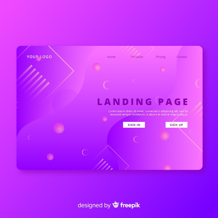Vector gratuito plantilla de landing page abstracta con formas geométricas