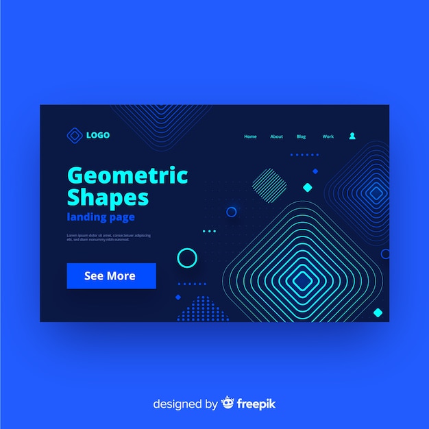 Plantilla de landing page abstracta con formas geométricas
