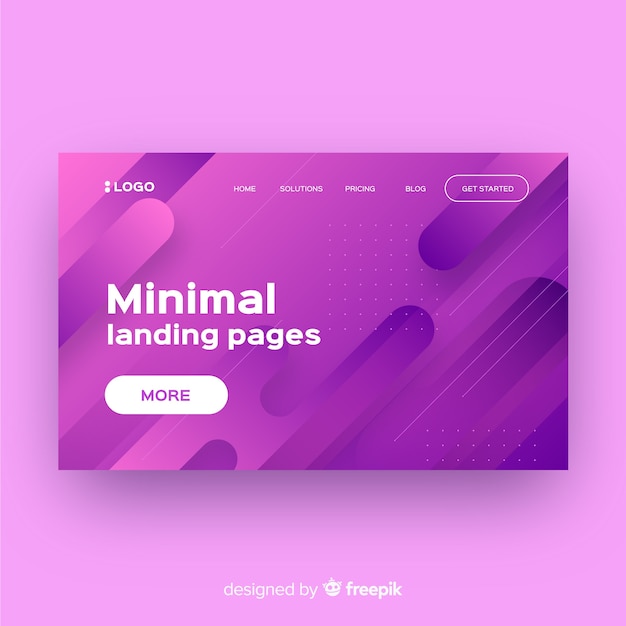 Vector gratuito plantilla de landing page abstracta con formas geométricas