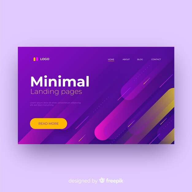Plantilla de landing page abstracta con formas geométricas