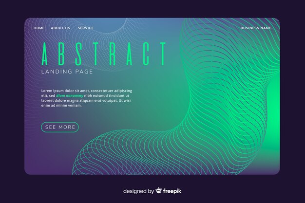 Plantilla de landing page abstracta con formas lineales