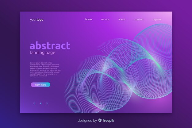 Plantilla de landing page abstracta con formas lineales