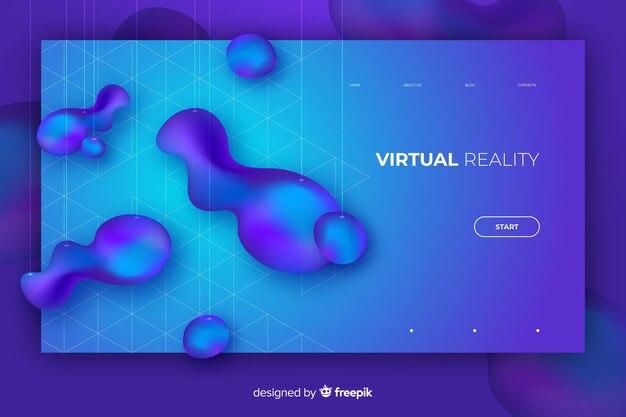 Plantilla de landing page abstracta de formas líquidas