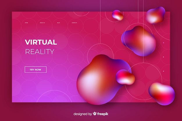 Plantilla de landing page abstracta de formas líquidas