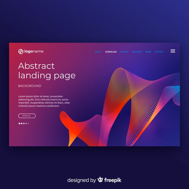Plantilla de landing page abstracto con degradado