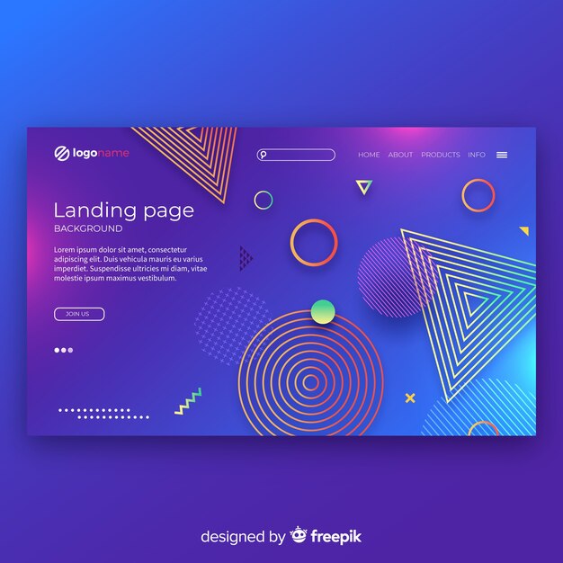 Plantilla de landing page abstracto con degradado