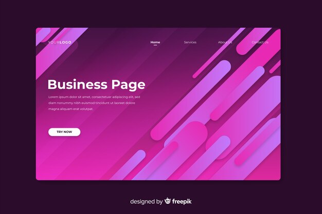 Plantilla de landing page abstracto de formas geométricas