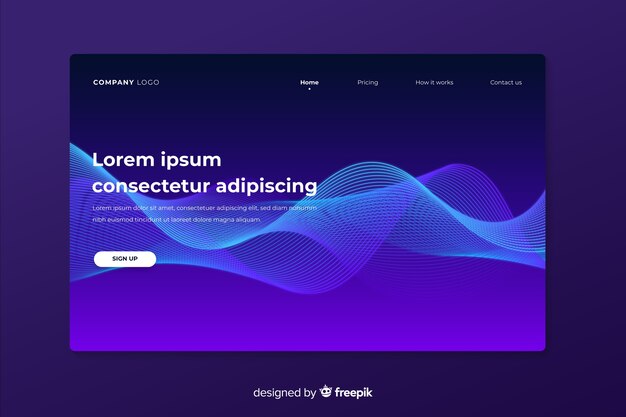 Plantilla de landing page abstracto de formas lineales