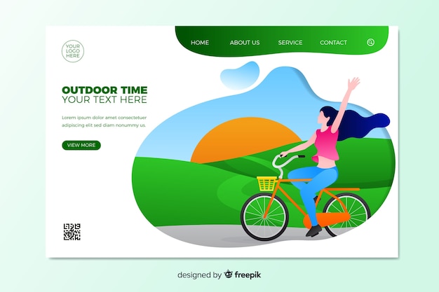 Vector gratuito plantilla de landing page de activiades al aire libre