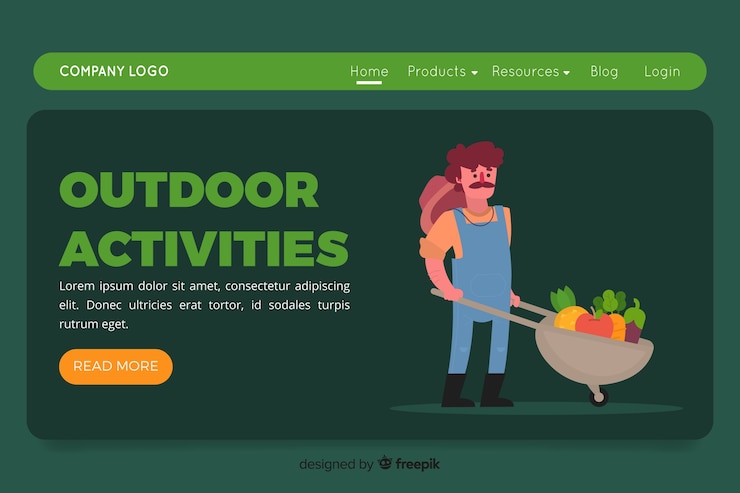Vector gratuito plantilla de landing page de actividades al aire libre