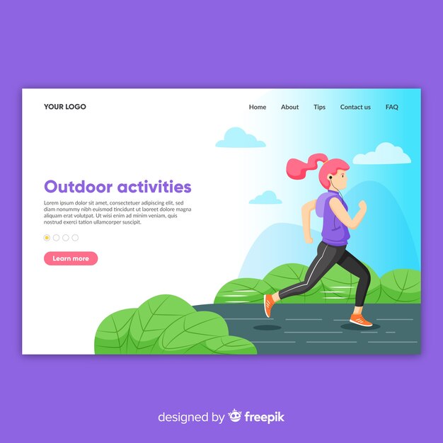 Plantilla de landing page de actividades al aire libre