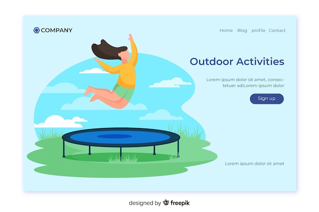 Vector gratuito plantilla de landing page de actividades al aire libre