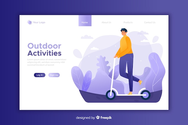 Plantilla de landing page de actividades al aire libre