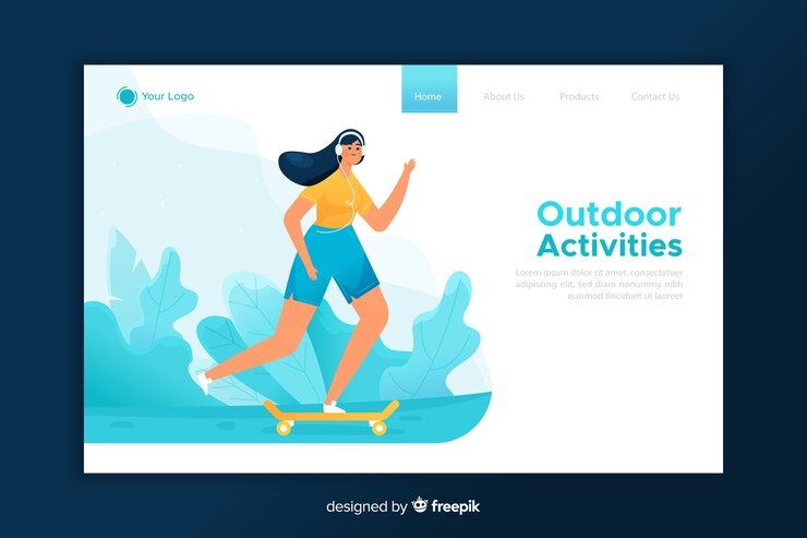 Vector gratuito plantilla de landing page de actividades al aire libre