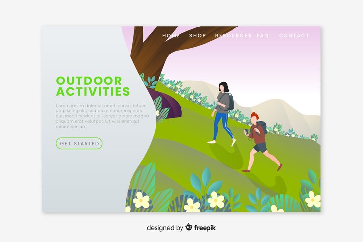 Vector gratuito plantilla de landing page de actividades al aire libre
