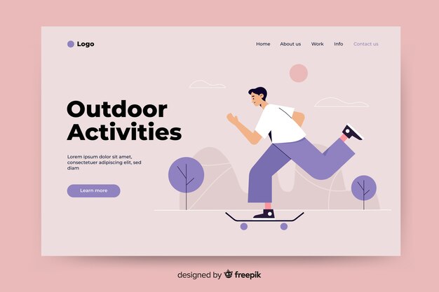 Plantilla de landing page de actividades en la naturaleza