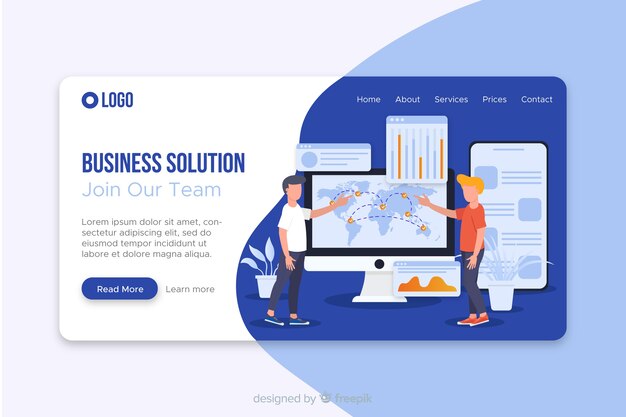 Plantilla de landing page de análisis de negocios