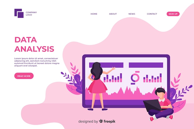 Plantilla de landing page de análisis de negocios