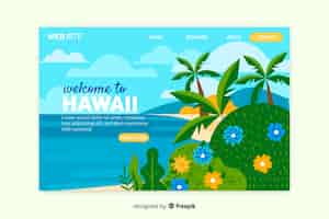 Vector gratuito plantilla de landing page de bienvenida a hawaii