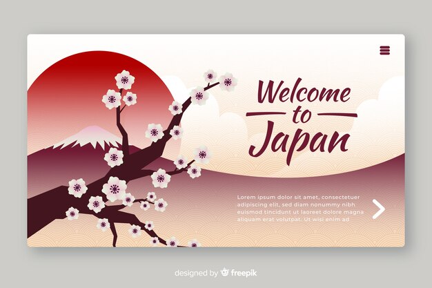 Plantilla de landing page de bienvenida a japón