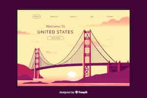 Vector gratuito plantilla de landing page de bienvenido a estados unidos