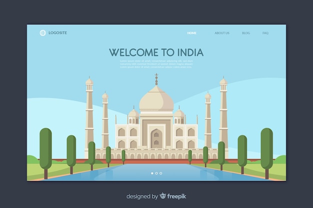 Plantilla de landing page de bienvenido a india