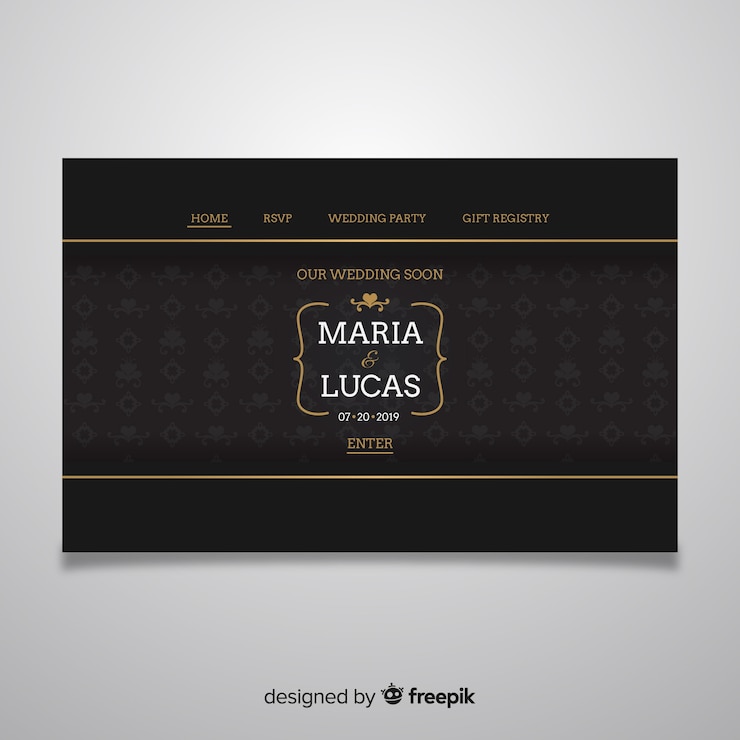 Vector gratuito plantilla de landing page de boda elegante dorada