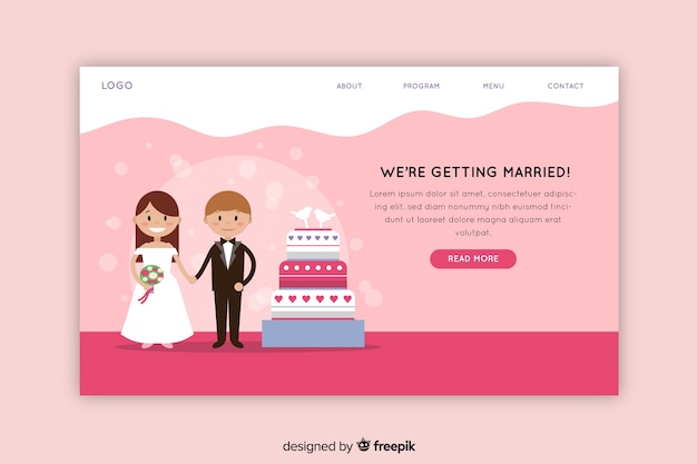 Plantilla de landing page de boda